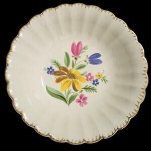Sebring Pottery Laguna 6.25" Bowls Set of 3 Floral 22K Gold Trim USA Vintage